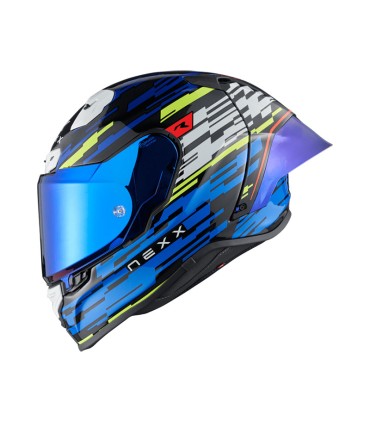 Casco moto Nexx X.R3R Glitch Racer blu neon