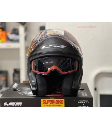 Casco jet LS2 OF603 Infinity 2 carbonio opaco