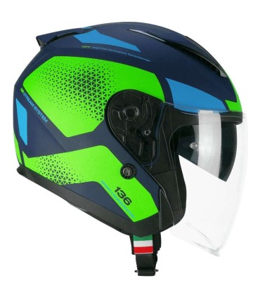 Casco jet CGM 136G Galaxy verde blu opaco