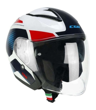 Casco jet CGM 136G Galaxy bianco blu rosso