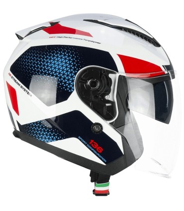 Casque jet CGM 136G Galaxy blanc bleu rouge