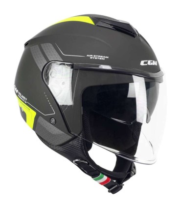 Casque jet CGM 126 G Iper City graphite jaune matt