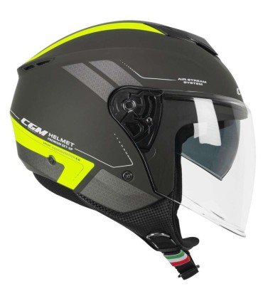 Casque jet CGM 126 G Iper City graphite jaune matt