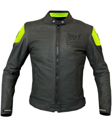 Berik Lj Sport Classic black yellow leather jacket