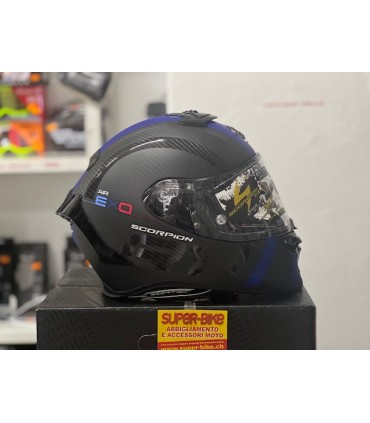 Casco Scorpion Exo R1 Evo Carbon Air MG nero opaco blu