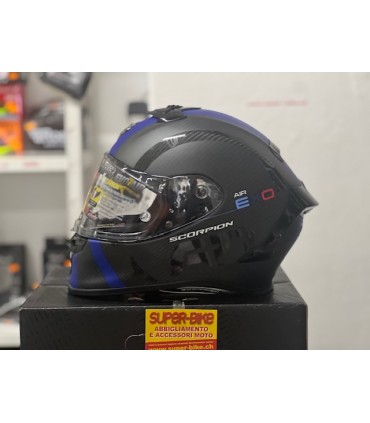 Casco Scorpion Exo R1 Evo Carbon Air MG nero opaco blu