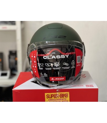 Casco jet LS2 OF620 Classy verde opaco