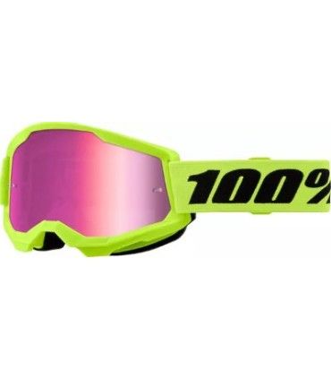 100% Strata 2 gialla rosa maschera motocross