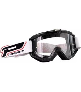 MASCHERA CROSS PROGRIP 3201 RACE LINE OFFROAD NERO LENTI CHIARE