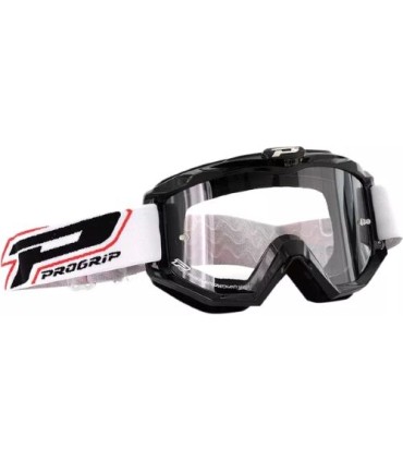 MASCHERA CROSS PROGRIP 3201 RACE LINE OFFROAD NERO LENTI CHIARE