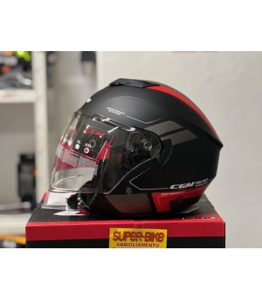 Casco jet CGM 126 G Iper City nero rosso opaco