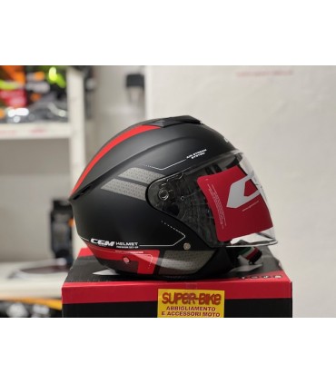 Casco jet CGM 126 G Iper City nero rosso opaco