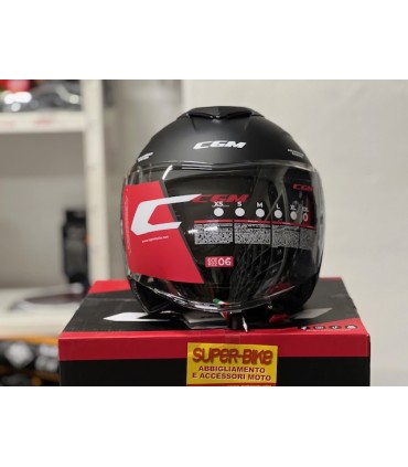 Casco jet CGM 126 G Iper City nero rosso opaco