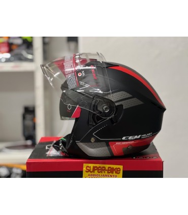 Casco jet CGM 126 G Iper City nero rosso opaco