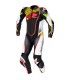 Combinaison moto en cuir Kanguro Spyke Aragon race noir rouge fluo