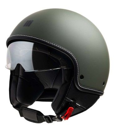 Casque Jet Motocubo Beetle vert army