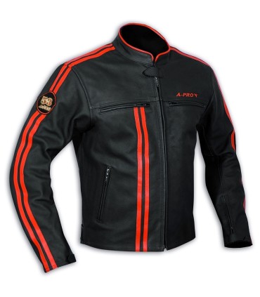 A-Pro Bandidos schwarz orange Lederjacke