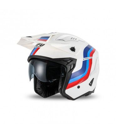 Casco jet Ufo Sheratan bianco blu rosso