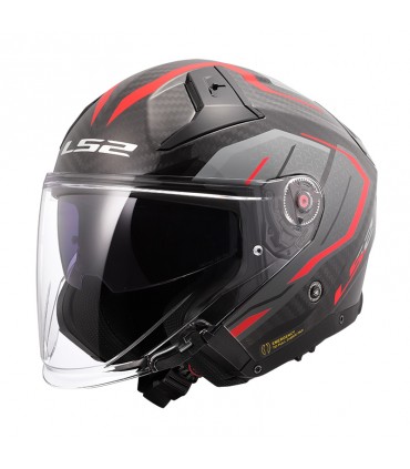 Casque jet LS2 OF603 Infinity 2 Carbon Urus rouge