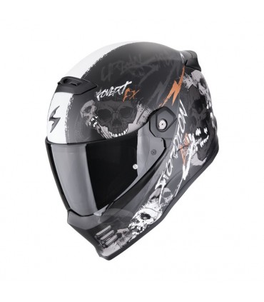 Casco Scorpion Covert FX Skullz grigio oro opaco