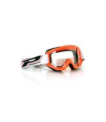 MASCHERA CROSS PROGRIP 3201 RACE LINE OFFROAD ARANCIONE LENTI CHIARE