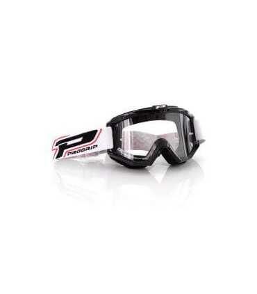 MASCHERA CROSS PROGRIP 3201 RACE LINE OFFROAD NERO LENTI CHIARE