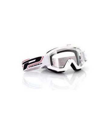 MASCHERA CROSS PROGRIP 3201 RACE LINE OFFROAD BIANCO LENTI CHIARE