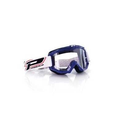 MASCHERA CROSS PROGRIP 3201 RACE LINE OFFROAD BLU LENTI CHIARE