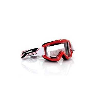 MASCHERA CROSS PROGRIP 3201 RACE LINE OFFROAD ROSSO LENTI CHIARE