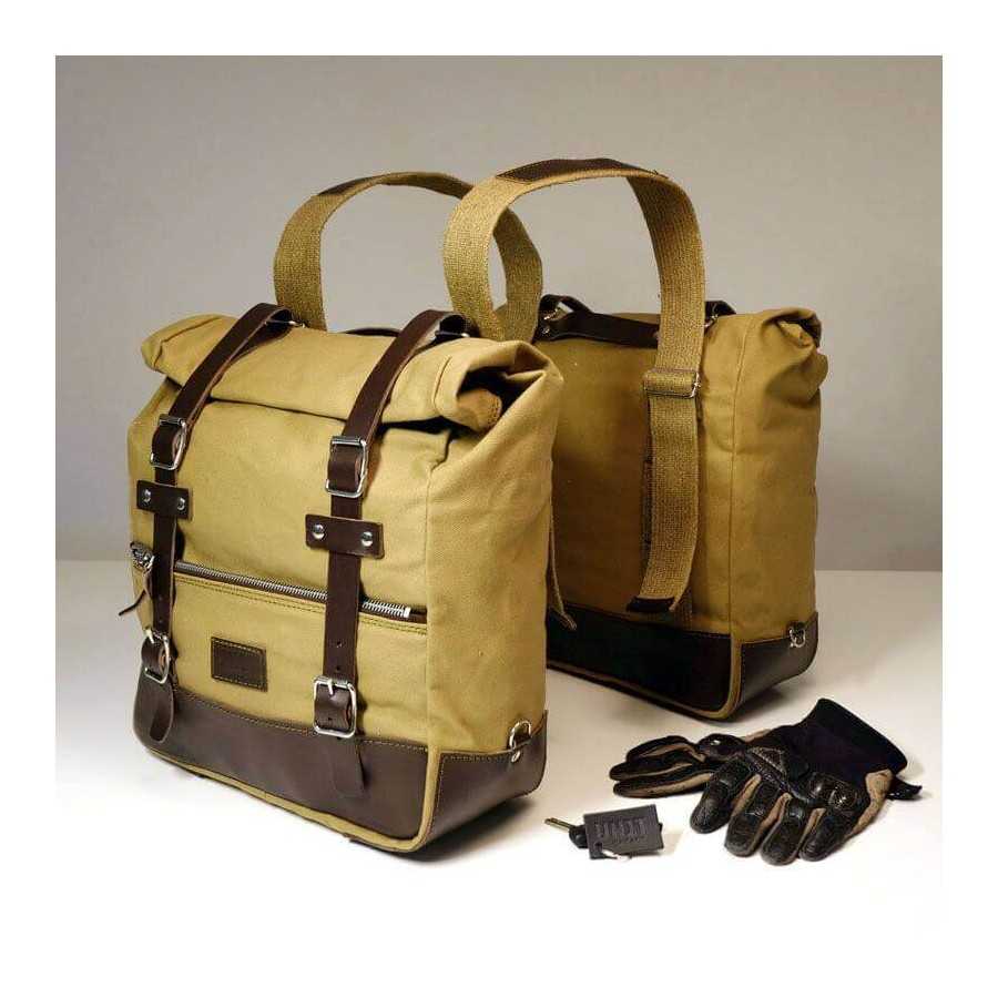 Zaino da moto Bagster District in cotone canvas e pelle