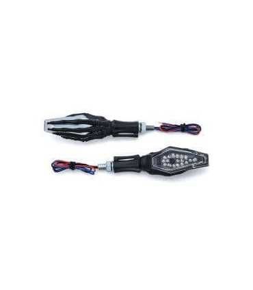 KURYAKYN Skeleton motorrad blinker schwarz chrome ECE