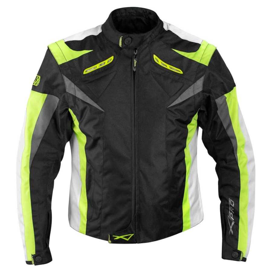 GIACCA MOTO DONNA PREXPORT LADY JACKET OASY BLACK YELLOW FLUO