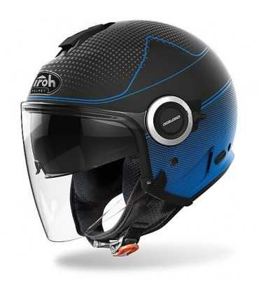 CASCO JET AIROH HELIOS MAP BLU OPACO