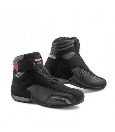 Damen schwarz rosa Stylmartin Vector wasserdichte Motorradschuhe