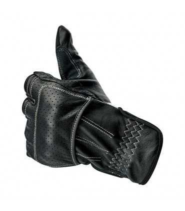 MOTORCYCLE LEATHER GLOVES BILTWELL BORREGO CE BLACK WHITE