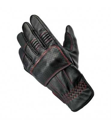 MOTORCYCLE LEATHER GLOVES BILTWELL BORREGO CE BLACK RED