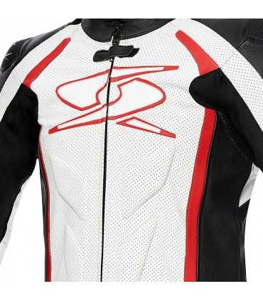 TUTA IN PELLE MOTO SPYKE BLASTER GT-R AIR BIANCO ROSSO