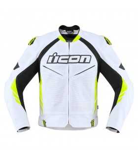 ICON HYPERSPORT 2 PRIME LEDERJACKE WEIß GELB